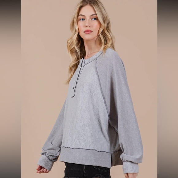 Solid Loose Fit Knit Sweatshirt - Picture 4 of 5